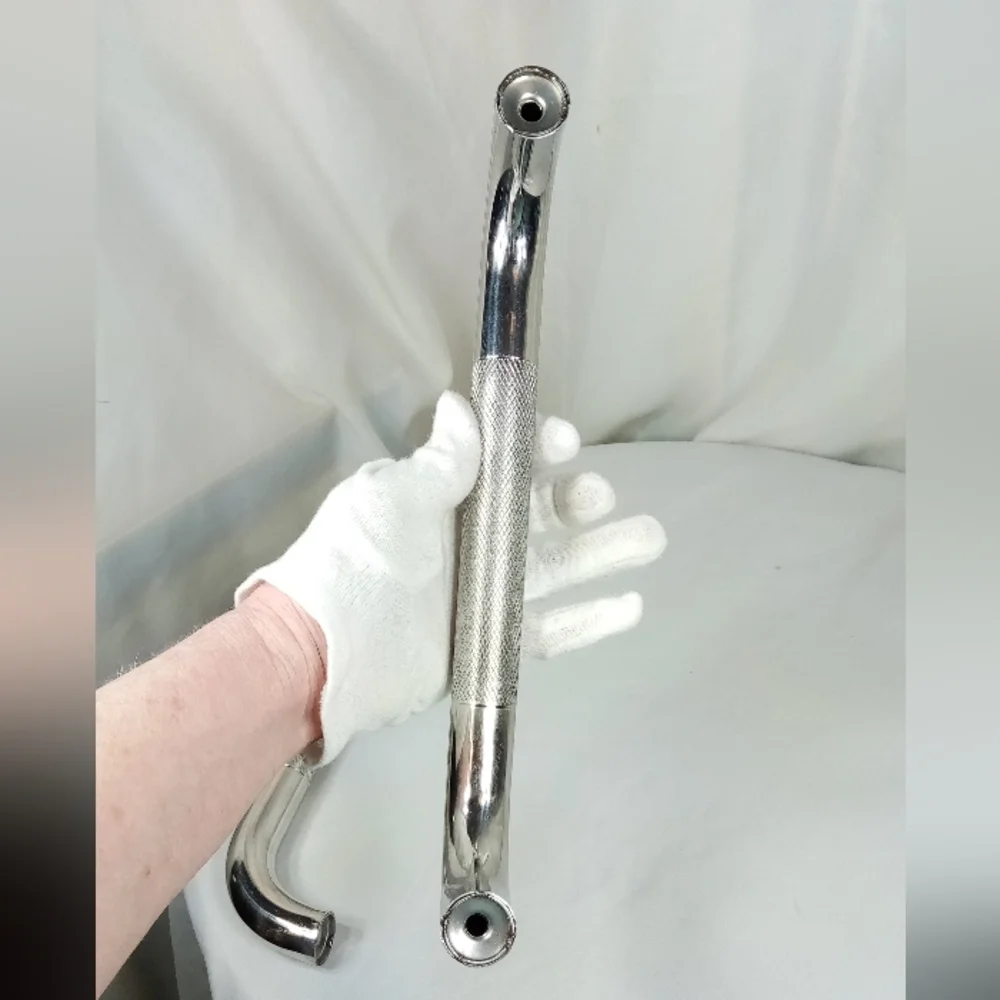 Set of 2 Chrome Textured Anti Slip Safety Shower Grab Bars